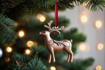 Charming closeup of a handcrafted reindeer