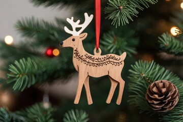 Charming closeup of a handcrafted reindeer