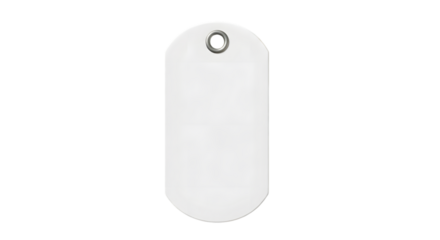 A blank white oval tag with a hole at the top, isolated on a transparent background