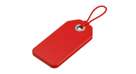 Fototapeta premium A bright red blank price tag with a string attached, isolated on a transparent background, perfect for retail, sales, or promotional use