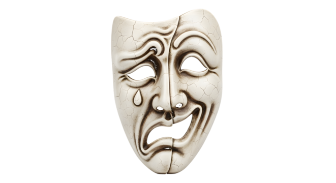 Comedy and Tragedy Theater Mask drama masks acting isolated on a transparent background