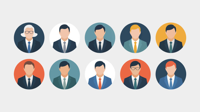 Diverse professional team avatars for corporate website design and employee profiles with modern style