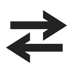 Two dark gray arrows pointing in opposite directions one left and one right isolated on transparent background