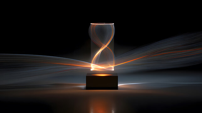 Klein bottle battery emitting self-recharging light beams, showcasing paradoxical energy loops.