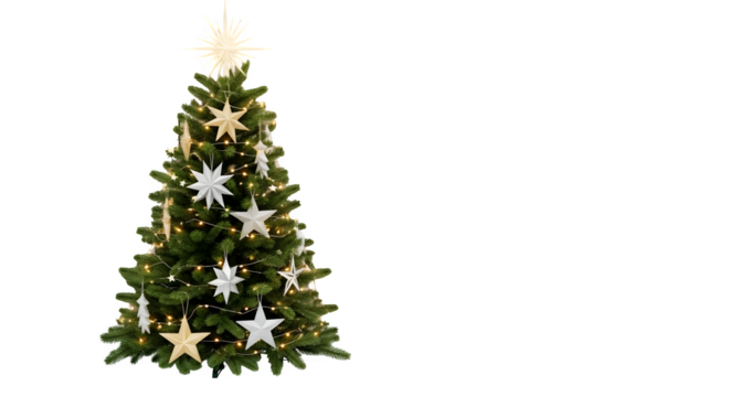 Decorated Christmas Tree, isolated on transparent background