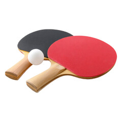 Table tennis paddles and ball ready for a game of ping pong sport activity