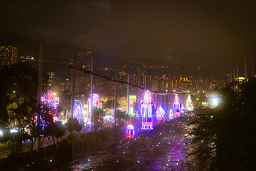 Obraz premium Christmas lights in the city of Medellín, Colombia