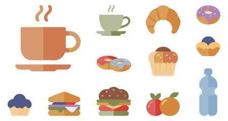 Flat Design Food and Drink Icons Set