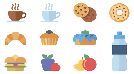 Flat Design Food and Drink Icons Set