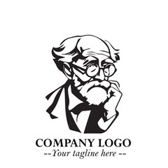 Intelligent Head of Professor Logo Symbol in Black on White Background with Modern Minimalist Design