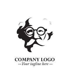 Intelligent Head of Professor Logo Symbol in Black on White Background with Modern Minimalist Design