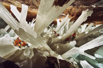 An underground cavern filled with rare crystal formations