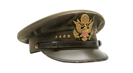 Generals hat isolated on transparent background, a symbol of high rank and authority in the military