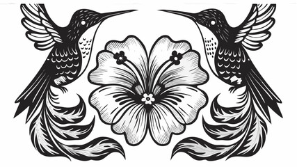 Stunning tropical design with hummingbirds and hibiscus flower for vibrant summer projects or elegant invitations