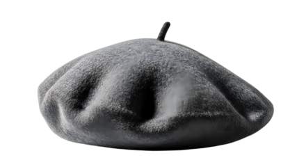 Classic black beret isolated on transparent background, a timeless and stylish headwear accessory for a sophisticated look