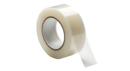 Transparent adhesive tape roll isolated on transparent background, a versatile tool for sealing, packaging, and various crafting and repair tasks