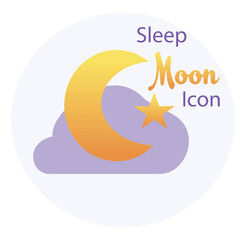 Sleep Moon with clouds icon in new style. Vector illustration.