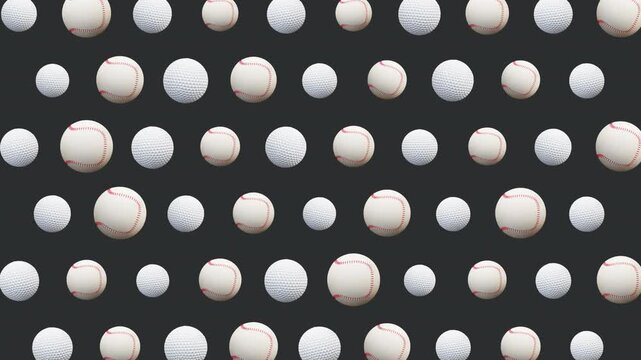 Sport animation pattern seamless repeating uniform texture golf ball baseball suitable for sports backgrounds, digital textiles, or game assets