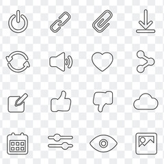 Basic Web Interface Buttons And Social Media Outline Vector Icons Set