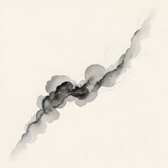 Abstract constellation in black ink wash, minimalist celestial art.