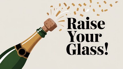 Celebrate with joy and style using this minimalist greeting card showcasing a sparkling champagne bottle ready for toasting. National Champagne Day