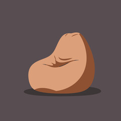 Comfortable brown beanbag chair illustration perfect for relaxation and leisure.
