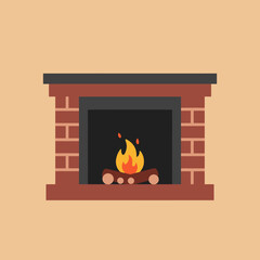 Cozy fireplace with burning logs providing warmth and comfort.