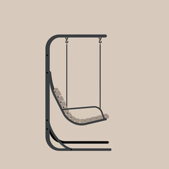 Elegant outdoor swing chair with a sturdy metal frame for relaxation and leisure.