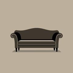 Elegant dark brown sofa with classic design and rolled arms.