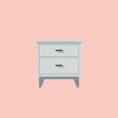 Elegant Two-Drawer Nightstand with Sleek Design and Minimalist Aesthetic.