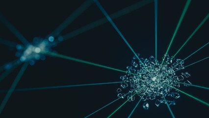 Abstract digital artwork featuring glowing networks of interconnected lines, symbolizing complex data systems.