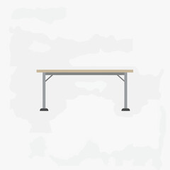Illustration of a simple wooden table with metal legs.