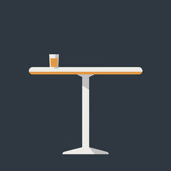 Illustration of a glass of beer on a table.