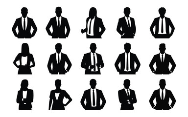 Vector art of silhouettes of business people in vector format