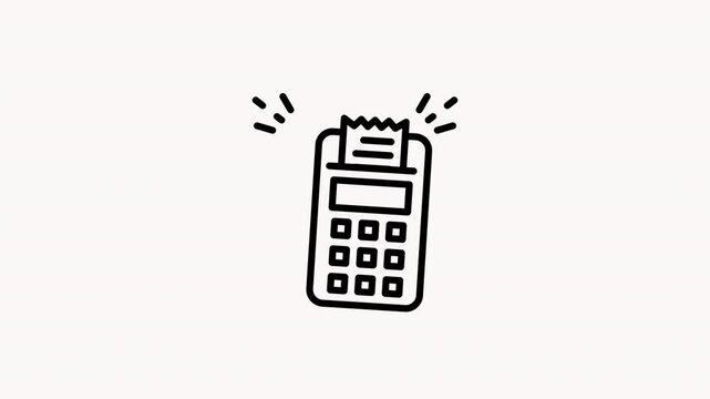 Animated a stylish and modern EDC machine icon featuring a digital payment terminal with a printed receipt, symbolizing cashless transactions, finance, and technology. Perfect for fintech apps, e-comm