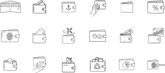 Collection of hand drawn sketch icons representing financial concepts and business ideas