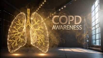 Golden Lungs Representing COPD Awareness with Particle Effect