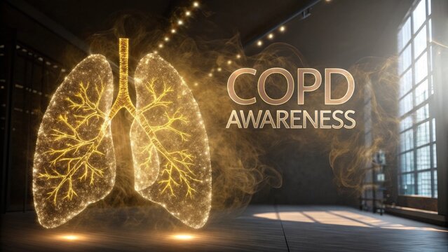 Golden Lungs Representing COPD Awareness with Particle Effect