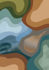 Abstract earth tone layers illustration with organic shapes design
