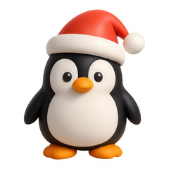 Festive Cartoon Penguin Icon - Simple 3D Holiday Decoration