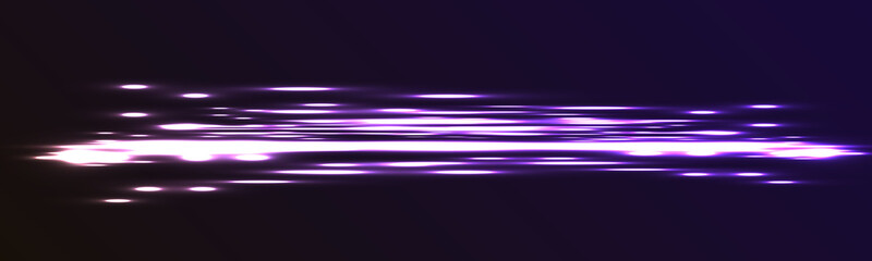 Purple glowing light streaks with neon motion blur and energy wave effect on dark background.