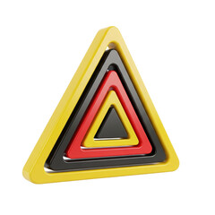 3D Warning Triangle Icon  Danger Alert System Concept on transparent background