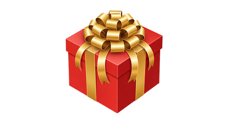 Red Gift Box with Golden Ribbon  Bow Present Celebration Surprise on transparent background