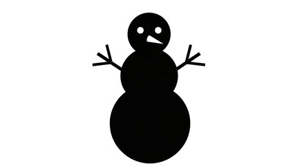 Winter Snowman Silhouette Against Dark Night Sky with Glimmering Lights on transparent background