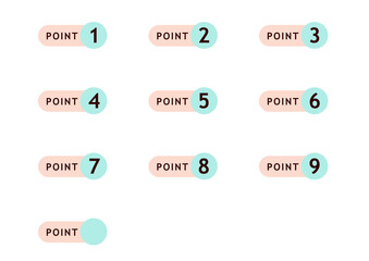 Set of Cute Pastel "POINT" Numbered Icons - Graphic elements for lists, headings, and presentations.
