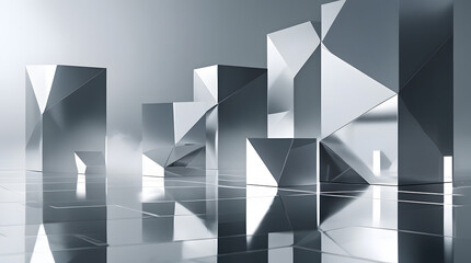 Minimalist Polished Silver Mirror Luxury Background