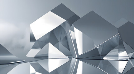 Minimalist Polished Silver Mirror Luxury Background