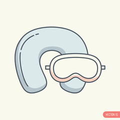 Travel pillow and eye mask vector icon illustration.