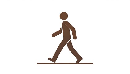 A stylized brown figure in motion, walking on a straight, dark line