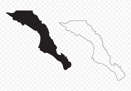 Scribble sketch style vector illustration of the Mexican state map of Baja California Sur